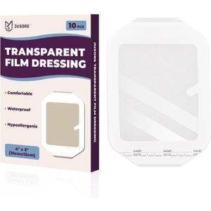 3 x Transparent Film Dressing - FSA-HSA, 4"x5" 10 Pack Waterproof Tattoo Aftercare Bandage, Flexible & Breathable Adhesive Protection for Wound Care, Post Surgical Shower, IV Shield