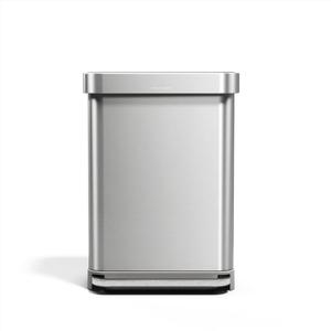 simplehuman 55 Liter / 14.5 Gallon Rectangular Hands-Free Kitchen Step Trash Can with Soft-Close Lid, Brushed Stainless Steel