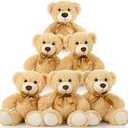 MorisMos 6 Packs Teddy Bears Bulk Stuffed Animals, 14in Small Teddy Bear Plush, Cute Stuffed Bears for Centerpiece Baby Shower Valentines Wedding Birthday, Light Brown