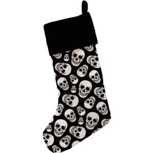 Black and White Skull Christmas Stocking Skeleton Xmas Mantel Decoration