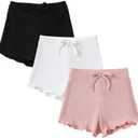SOBOWO Toddler Girl Shorts Ribbed 3 Pack Baby Girls Solid Soft Elastic Waist Casual Playing Shorts Summer Short Pants XXL