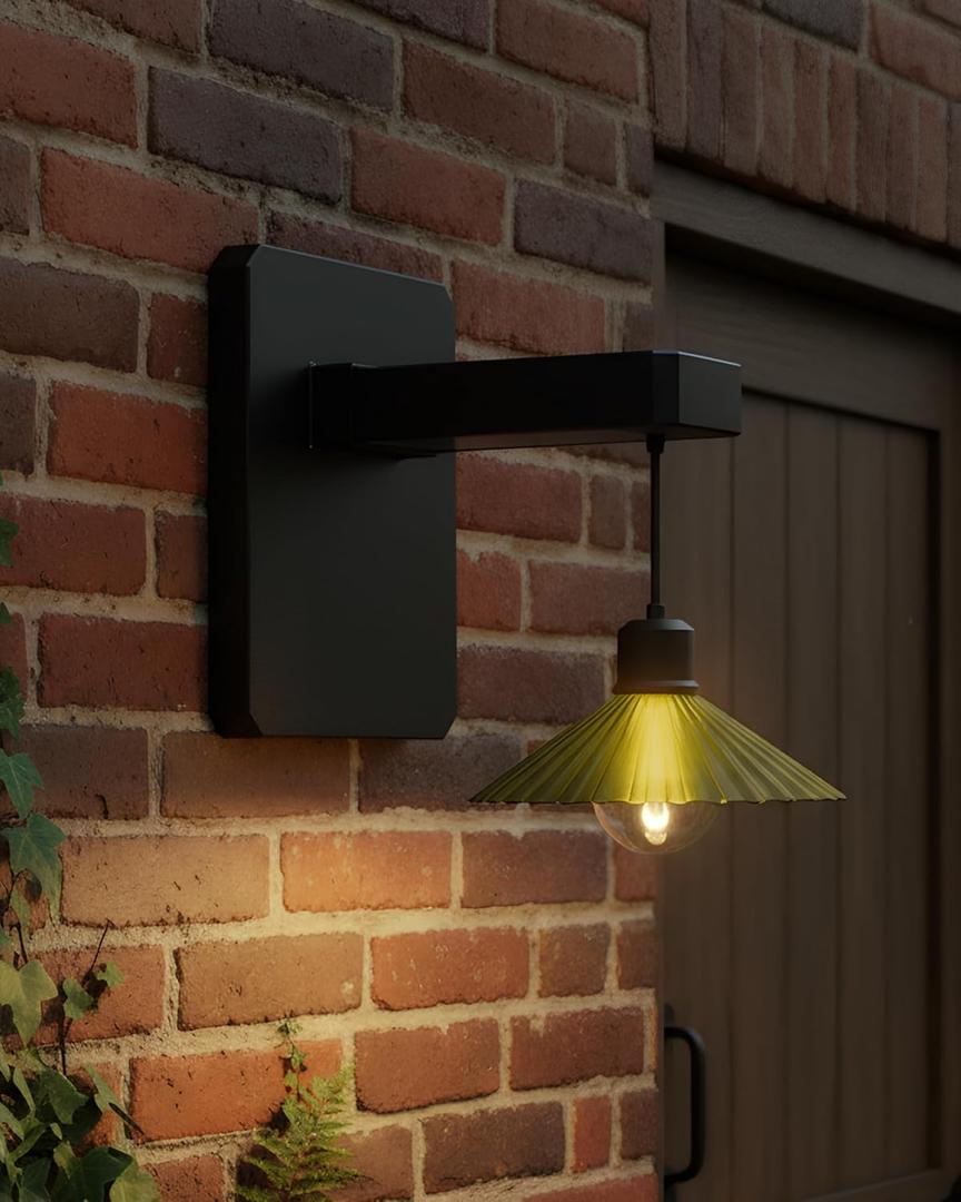 Solar Wall Lights Outdoor Waterproof: LED Wall Sconce Fixture for Backyard Patio Deck Porch - Solar Powered Dusk to Dawn Farmhouse Lighting for Garden Fence Decor (Dark Green)