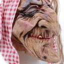 STYLER Latex Old Witch Mask with Scarf and Hair Halloween Scary Women's Face Mask