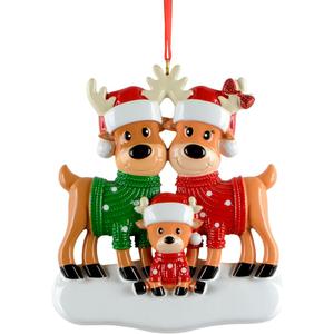 Personalized Sweater Reindeer Family of 3 Christmas Ornament - Christmas Tree Decoration