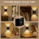 2 Pack Motion Sensor Wall Light, Rechargeable Wall Sconce with 3 Color Temperatures and Brightness Adjustable, Wireless Magnetic Mount for Bedroom, Stair, Hallway, Closet (2, Black)