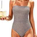 SUUKSESS Women One Piece Tummy Control Swimsuit Strapless Bandeau Bathing Suit (Size S)