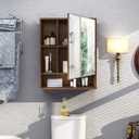 ChooChoo Bathroom Wall Mirror Cabinet, Medicine Cabinet with Single Door and Adjustable Shelf, Over The Toilet Space Saver Storage Cabinet, Walnut, 6.3"d X 21.6"w X 24.0"h