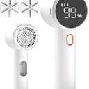 Fabric Shaver, Lint Remover Rechargeable, Electric Portable Sweater Defuzzer with 3 Speeds, 6 Leaf Blades, Digital LED Display to Remove Pilling for Clothes, Furniture, Sweater, Couch, Blanket (White)