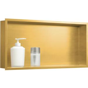 SaniteModar Shower Niche, Stainless Steel Shower Niche 12" X 24" No Tile Needed, Recessed for Bathroom Storage, Brushed Gold (Brushed Gold, 12x24)