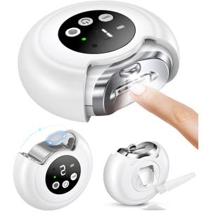 Electric Nail Clippers for All Ages, Rechargeable Safety Grinder, Pinch-Free Auto Trimmer with Debris Catcher, 3-Speeds Nail File and Polisher with LED Light, Quiet Care for Baby, Seniors and Adults