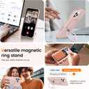 Liquid Silicone Case for iPhone 16 Pro Max with Magnetic Ring Stand, Military Grade Shockproof Protection, Anti-Scratch Microfiber Lining Covers for iPhone 16 Pro Max, Pink