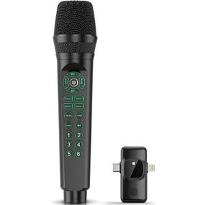 Karaoke & Live Streaming Microphone with Built-in Sound Card for TikTok YouTube Beginners, Voice Changer, Sound Effects, Bluetooth, Real-Time Monitoring, Easy Setup Podcast Recording Kit for Phones