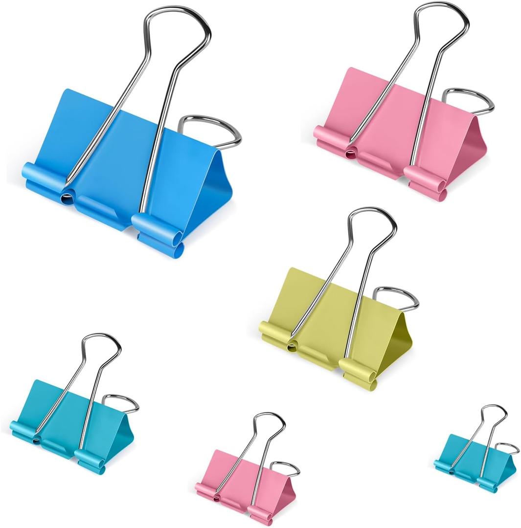 2 x Binder Clips Assorted Sizes, 120 Pcs Colored Paper Clips, Extra Large, Large, Medium, Small, Mini, Micro