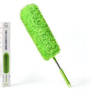 Extendable Microfiber Feather Duster, Feather Dusters for Cleaning, Ceiling Fan Dust and Cobweb Cleaner - Electrostatic Bendable Head - up to 55 Inch