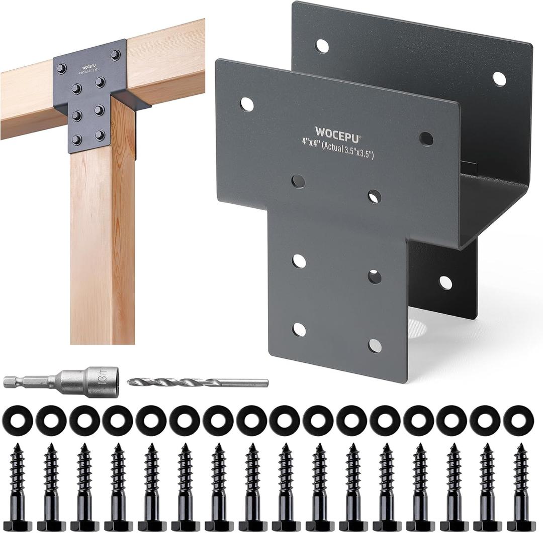 1 Pack Heavy Duty 4x4 (Actual 3.5"x3.5") Stainless Steel Post Caps Tie Bracket , Fit Connecting Wood Gazebo, Deck Patio Post and Wood Beams Bracket (Dark Ggray)