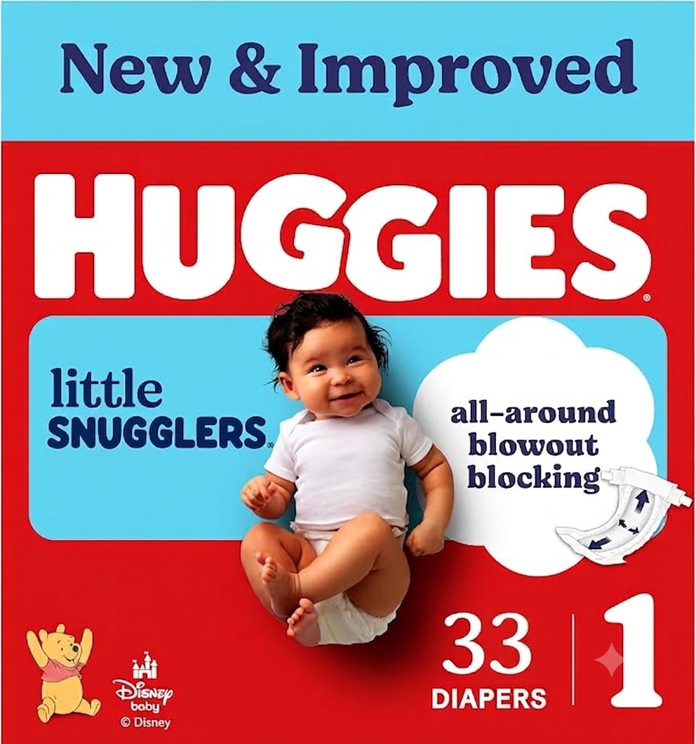 Huggies Little Snugglers Diapers Size 1, 33 Count