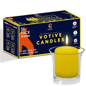 Candle Charisma Citronella Scented Votive Candles - 15 Hour Burn time - Set of 36 for Dinner, Wedding, Halloween and Holiday Decorations(4 Box)