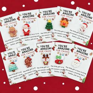2 x Christmas Pocket Hugs with Cards, 10 Pcs Resin Emotional Support Gift Set for Coworker Staff Friends Holiday Appreciation