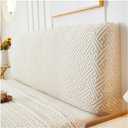 Stretch Bed Headboard Cover Full Queen King Size, Dustproof Bed Head Protector Cover, Washable Jacquard Headboard Slipcover for Bedroom Decor (Beige, 70.8in/1.8m)