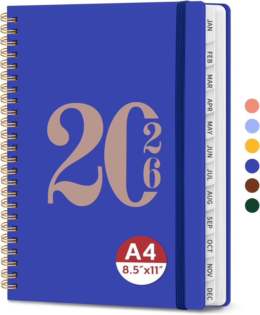 2026 Planner, Weekly and Monthly Calendar Planner for Women, Jan 2026 - Dec 2026, Hardcover Planning Agenda book with Tabs, Spiral Bound, Inner Pocket, Perfect for School Office Supplies, 6.3" x 8.5" - Royal Blue
