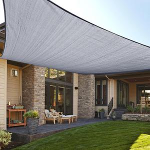 LOVE STORY 8' x 12' Rectangle Silver Sun Shade Sail Canopy UV Block for Outdoor Patio Garden Backyard