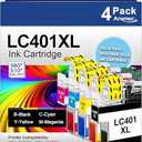 LC401XL Ink Cartridges for Brother Printer High Yield Replacement for Brother LC401 XL Ink Cartridges Work with MFC-J1010DW MFC-J1012DW MFC-J1170DW Printer (4 Pack，Black Cyan Magenta Yellow)