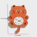 Cute Cat Shaped Wall Clock, Decorative Pendulum Clock for Kids' Room Bedroom Living Room, Silent Non-Ticking Quartz Battery Operated Clocks, Cartoon Wall Watches for Home Decoration