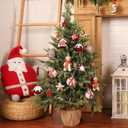 SHareconn 65pcs Christmas Tree Ornaments Set, Shatterproof Christmas Gingerbread Man Balls Bulk Gift Boxes, Hanging Plastic Decorative Baubles for Xmas Trees Decorations, Holiday Party, Red White (65CT)