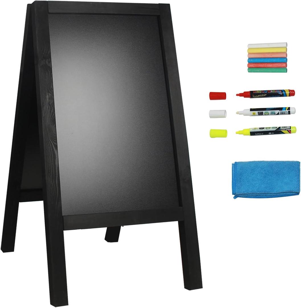 HUAZI Chalkboard Sign 40x20'' Double-Sided Display Chalk Board Signs A Frame Chalkboards with Liquid & Solid Chalk for Cafeteria Street Party Restaurant