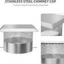 PrecisionAuto 10 Inch Chimney Cap, Stainless Steel Chimney Cover with Screen, Heavy-Duty Rust Proof Adjustable Flue Cover for Fireplace/Vent Pipes, Weatherproof Rain & Animal Guard (10" Round)
