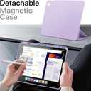 JETech Magnetic Detachable Case for iPad Air 13-Inch M3/M2 (2025/2024) with Pencil Holder, Removable Rotating Clear Cover, Portrait/Landscape Stand with Raised Screen View (Purple)