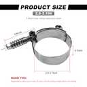 NYTKL 2PCS 3 inch T-Bolt Hose Clamp, Stainless Steel Spring Loaded Hose Clamps Working Range 70mm-78mm, Adjustable T-Shape Pipe Clamp for Exhaust System Turbo Intake Fuel Line