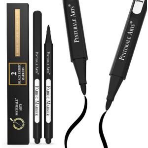 Pinturale Arts 2 Black Fabric Marker For Clothes | Fabric Pens For Clothes Permanent, T Shirts, Shoes, Laundry