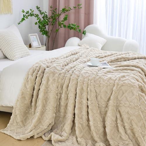 Aganear Fleece Blanket Queen Size - Plush Fuzzy Cozy Soft Blanket for Couch, Sofa, Bed, Office, Decorative Present for All Seasons, Portable Throw Blankets for Couch, Sofa, Bed(66"x48", Khaki)