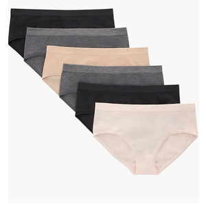Hanes Tween Girls Underwear, Seamless Girls Panties, Boyshort & Hipster, Assorted Colors, 6-Pack (Medium, Ivory/Beige/Grey/Black - 6 Pack)