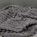 2 Pcs Unstuffed Pouf Cover Ottoman Foot Rest Faux Rabbit Fur Foot Stool Floor Bean Bag Floor Chair Storage for Living Room Bedroom Home Decor, No Filler(Gray, 20 x 15 in) (Grey)