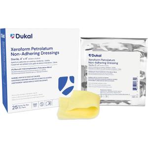 Dukal 215 Alba Xeroform Petrolatum Gauze, Sterile, 4" x 4", Pack of 25
