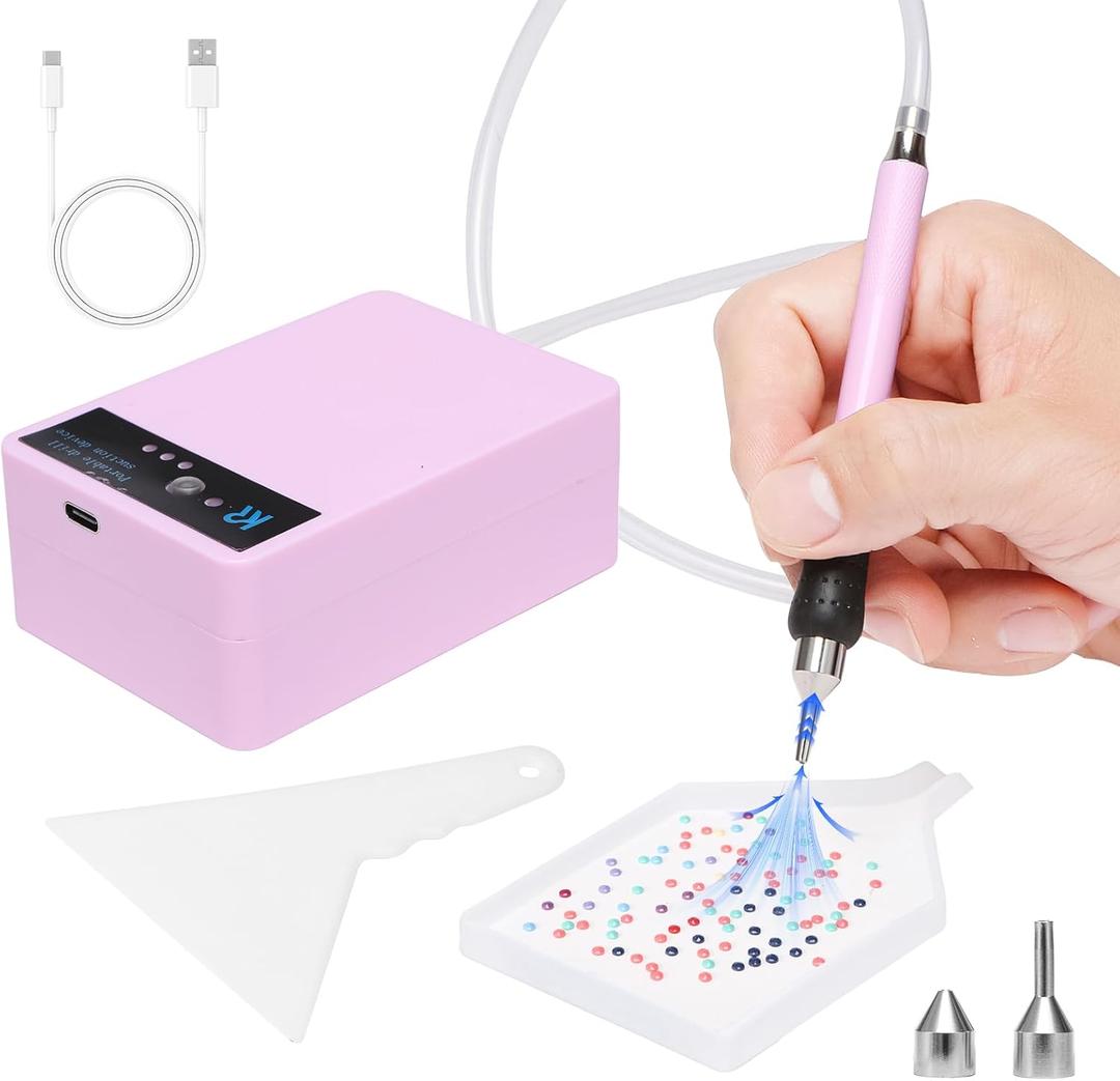 Nephelolux Electric Diamond Art Painting Pen Kit for Adults - Vacuum Diamond Art Painting Accessories and Tools with 3PCS Pen Tips, Storage Tray and Correction Plate for Art DIY Craft
