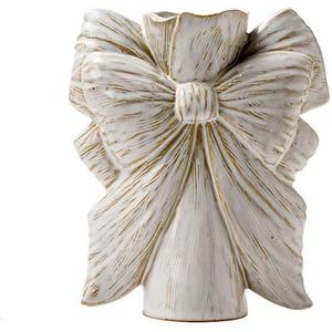 Bow Vase,  Small White Ceramic Bow Flower Vase for Home Decor,Boho Style Unique Vases for Flowers, Small Cute Wabi Sabi Vases for Living Room Decor