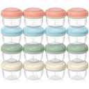 VITEVER [16 Pack] 4 Oz Small Containers with Lids, Reusable Plastic Jars for Snack and Puree, Salad Dressing Container to Go, Deli Containers, Freezer Baby Food Containers, Dishwasher Safe, BPA Free