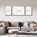 Azartslr Large Framed Modern Rose Gold Wall Art, Luxury 3 Pieces Aluminum Alloy Wall Decor for Living Room, Abstract Gold and Beige Home Bedroom Art Painting, Geometric Crystal Porcelain Artwork Dining Room Pictures Decoration