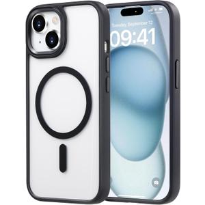 Compatible with iPhone 15 case [Fits MagSafe][10FT Drop Resistant] Clear Shockproof Slim Fit iPhone 15 Phone Cases, Clear Black