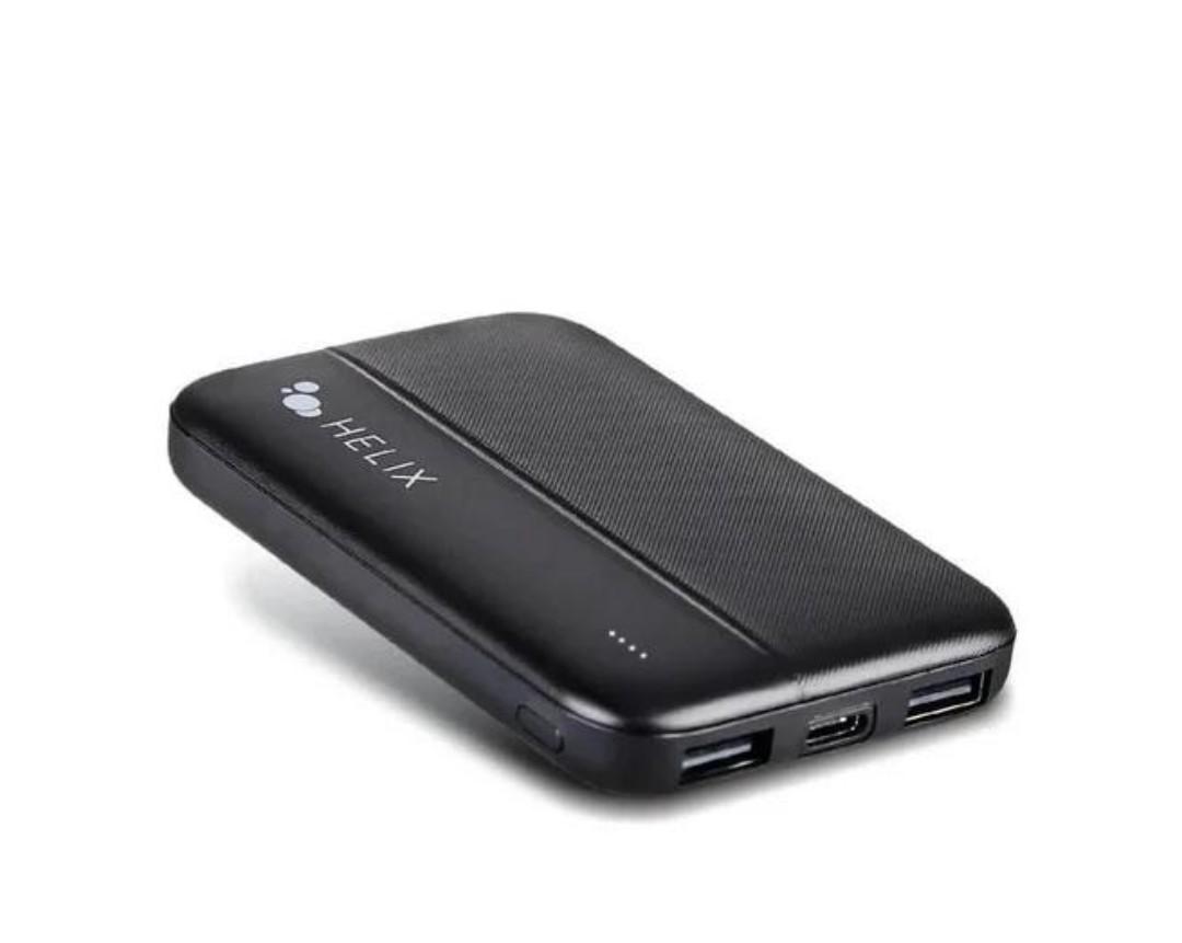 HELIX TurboVolt+ 5,000mAh Power Bank with Dual USB A Ports, Black