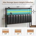 Rolanstar Headboard for Full Size Bed with Storage, 60,000 DIY Color of LED Light, Head Board with USB & Type C Port, Height Adjustable, Black Upholstered Cabeceras de Cama Comfortable Modern, Leather