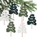 Hoolerry 12 Pcs Crochet Christmas Ornaments Knitted Christmas Tree Shape Ornaments, Vintage Boho Decorations for Xmas Tree, Home, Car Accessories, DIY Xmas Party Decor, Country Farmhouse