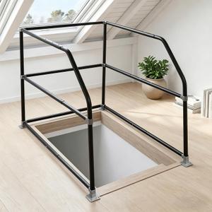 Lift Attic Ladder Safety Railing, Three-Layer Safety Handrail, Adjustable Attic Ladder Climbing Assistance Railing, Three-Sided Guardrail Reduce Fall Risk for Ascend Descend at Storage Loft