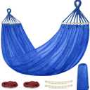 Outdoor Hammock, Super Soft and Breathable Mesh Hammock Made of Cool Nylon with Wooden Bars for Indoor, Balcony, Terrace, Garden, Camping, Backpacking