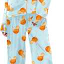 SHESHOW Satin Pajamas for Women Set Long Sleeve Button Down Sleepwear 2 Piece Nightwear Women Pjs Sets Size M