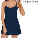 UURUN Mini Dress for Women, One Piece Sleeveless Adjustable Spaghetti Strap with 2 Pockets (Blue, L)