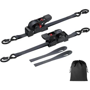 Justech 2 Pack Retractable Ratchet Straps, 1 in x 11.6 ft-1411 lbs Break Strength, Heavy Duty Auto Ratchet Tie Down Straps with Soft Loops & Storage Bag for Motorcycle, Truck, Trailer, Cargo Van, Boat
